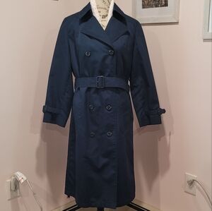 Vintage Union Made Classic Navy Double-Breasted Trench Coat